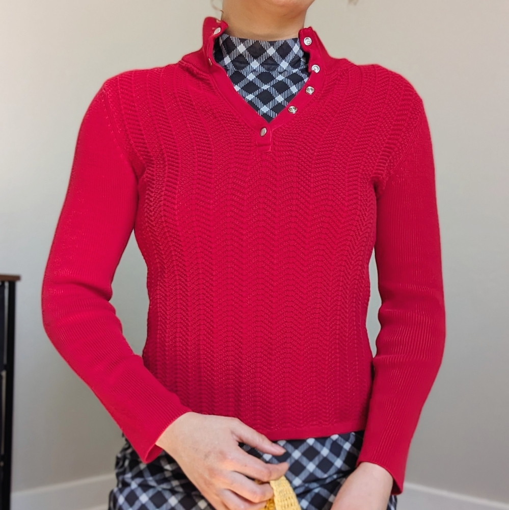 Vintage Y2K Red Ralph Lauren Christmas Cable Knit Heritage Sweatshirt